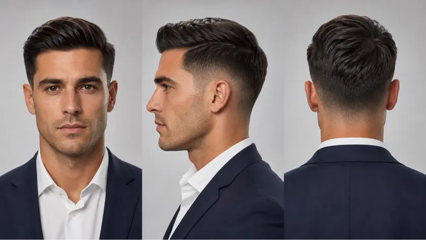 Modern gentleman haircut styles for men featuring classy side parts, textured quiffs, slick backs, taper fades, and executive hairstyles designed for different face shapes, hair types, and professional modern looks.