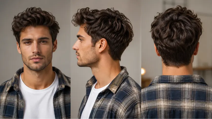 Modern textured quiff hairstyle for men with high fade, thick volume, and natural texture styled for a sharp masculine look