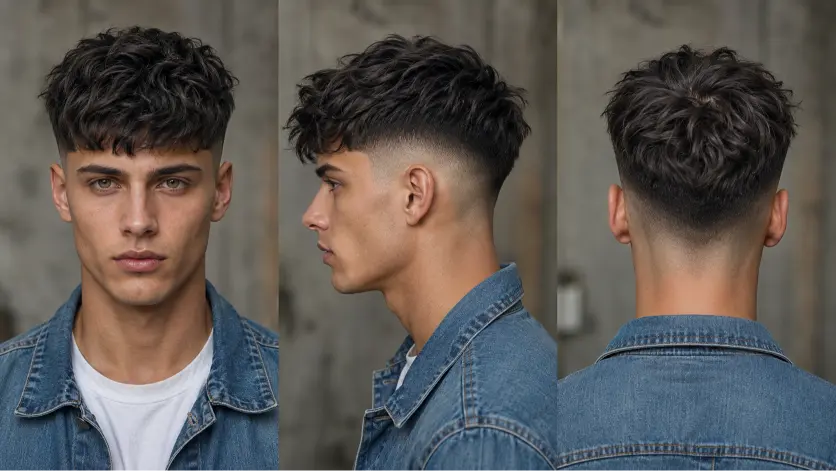 Man with a modern French crop high fade haircut featuring textured top layers, sharp faded sides, and a clean masculine finish, showcasing trendy men’s hairstyle inspiration for 2026.