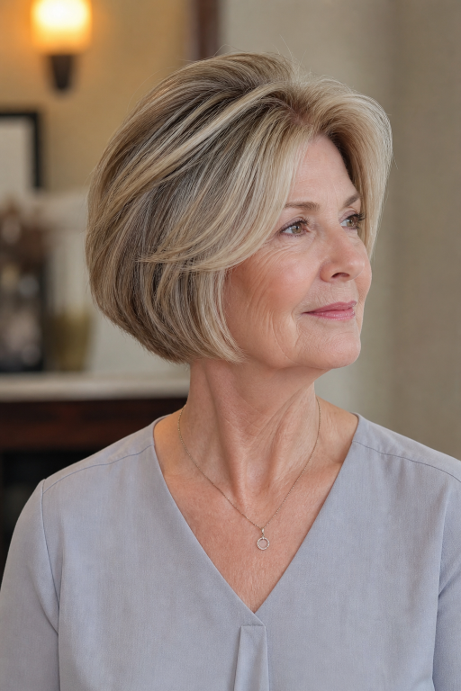 Short layered hairstyles for women over 60 showcasing modern volume, texture, and easy-to-maintain elegant looks