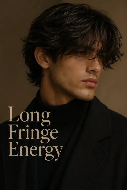 Messy fringe haircut for men with textured volume, modern fade, and natural movement — stylish 2026 men’s hairstyle idea for straight, wavy, and curly hair types.