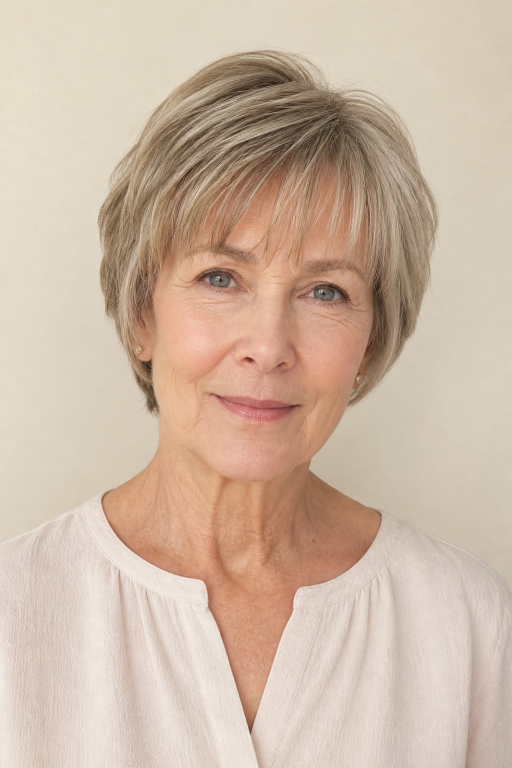 Short layered hairstyles for women over 60 showcasing modern volume, texture, and easy-to-maintain elegant looks