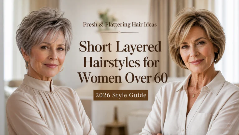 Short layered hairstyles for women over 60 showcasing modern volume, texture, and easy-to-maintain elegant looks