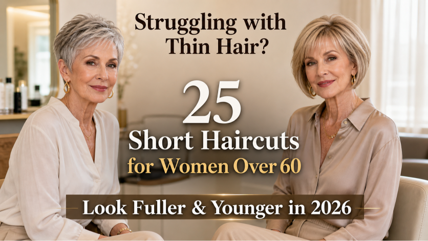 Short layered pixie haircut for women over 60 with thin fine hair adding volume and lift