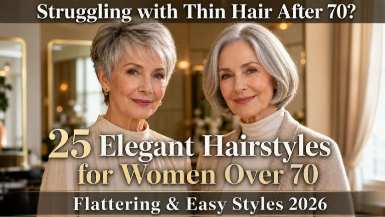 Elegant short layered hairstyle for women over 70 with soft volume and natural gray hair
