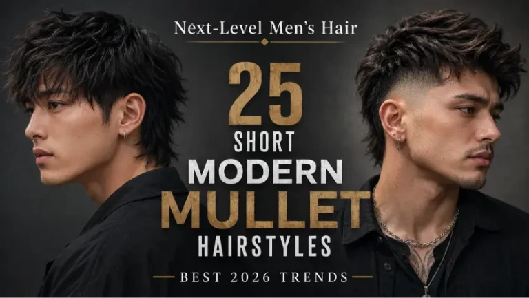 Stylish short modern mullet hairstyles for men in %currentyear% featuring textured cuts, fade mullets, curly mullets, taper styles, and trendy modern men’s haircuts for different face shapes and hair types