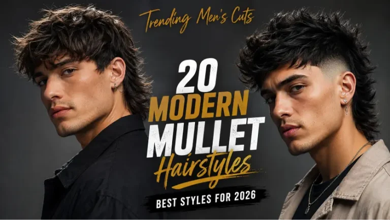Modern textured mullet hairstyle for men with burst fade sides and layered back, showcasing a trendy masculine haircut for thick wavy hair