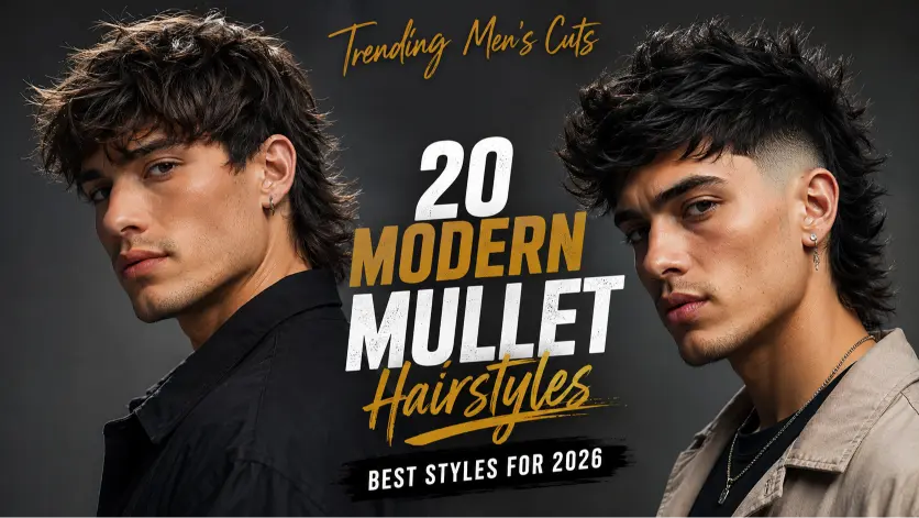 Modern textured mullet hairstyle for men with burst fade sides and layered back, showcasing a trendy masculine haircut for thick wavy hair